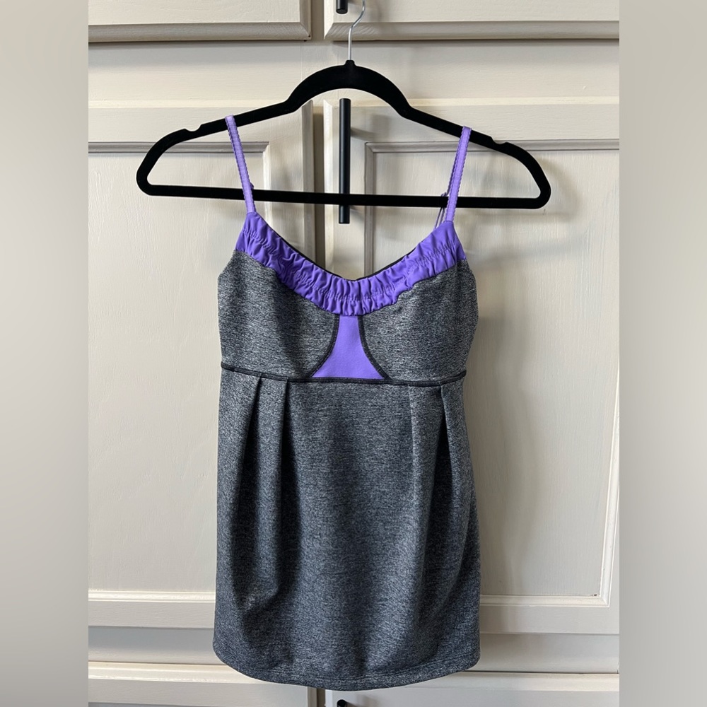 006 LuLuLemon Heathered Gray and Purple Tank Top